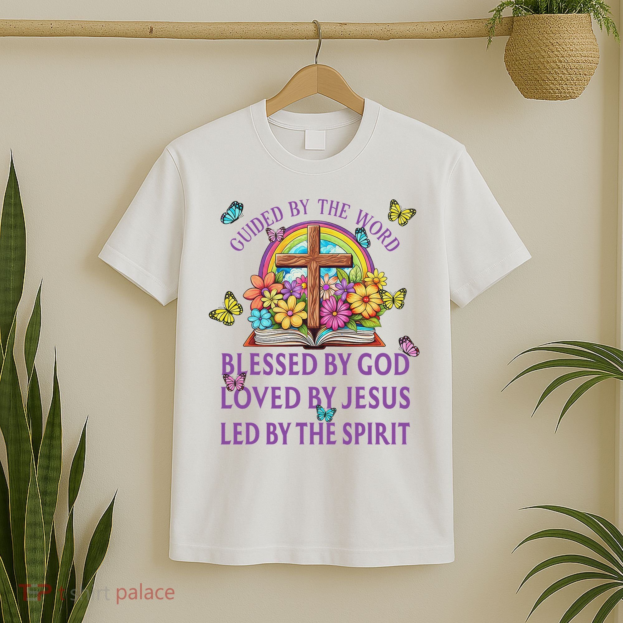 Guided By The Bible Blessed By God Loved By Jesus Christian T-Shirt
