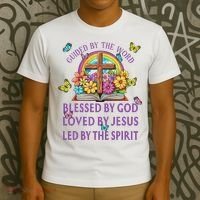 Guided By The Bible Blessed By God Loved By Jesus Christian T-Shirt thumb 3