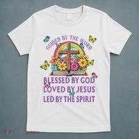 Guided By The Bible Blessed By God Loved By Jesus Christian T-Shirt thumb 5
