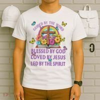 Guided By The Bible Blessed By God Loved By Jesus Christian T-Shirt thumb 6