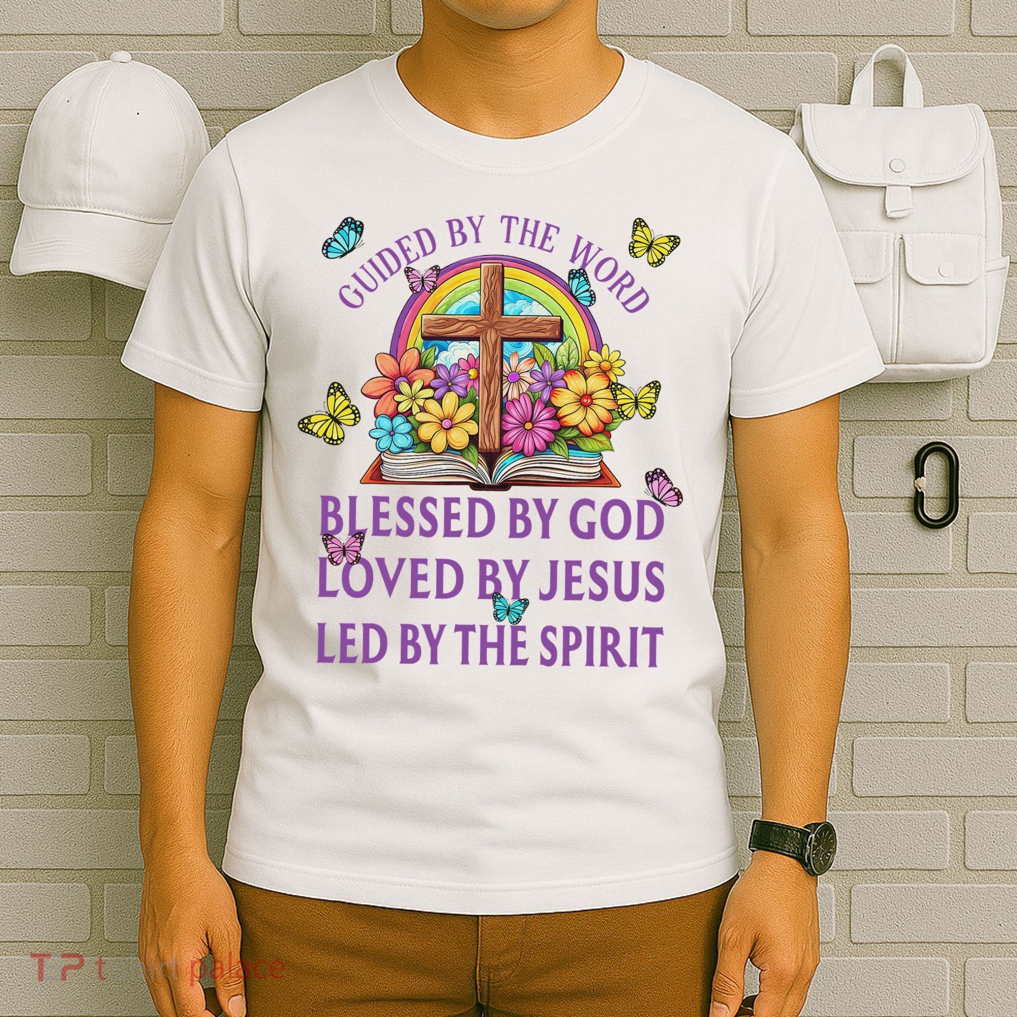 Guided By The Bible Blessed By God Loved By Jesus Christian T-Shirt