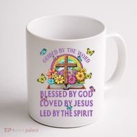 Guided By The Bible Blessed By God Loved By Jesus Christian Coffee Mug thumb 1