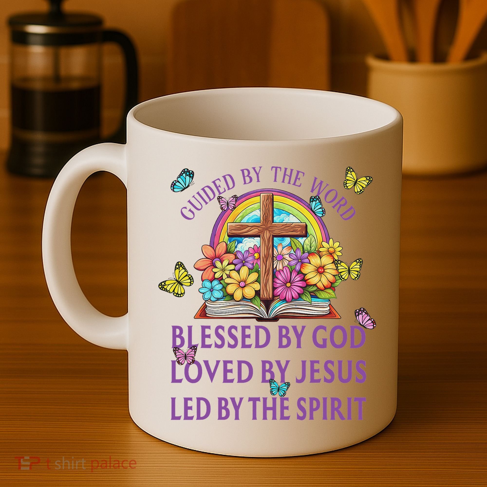 Guided By The Bible Blessed By God Loved By Jesus Christian Coffee Mug