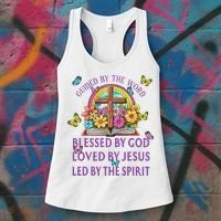 Guided By The Bible Blessed By God Loved By Jesus Christian Women's Tank Top thumb 3