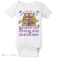 Guided By The Bible Blessed By God Loved By Jesus Christian Baby Bodysuit thumb 0