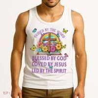 Guided By The Bible Blessed By God Loved By Jesus Christian Tank Top thumb 3