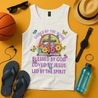Guided By The Bible Blessed By God Loved By Jesus Christian Tank Top thumb 4