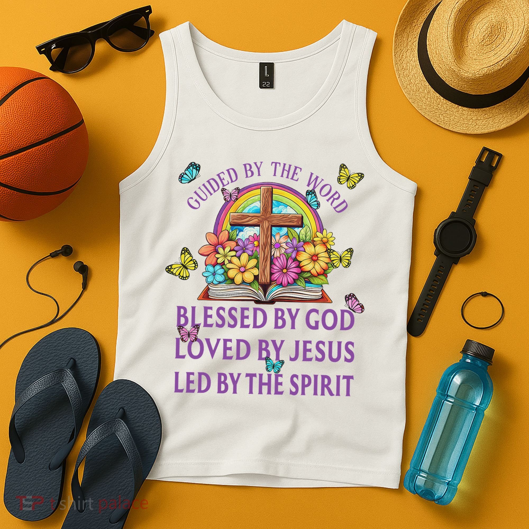 Guided By The Bible Blessed By God Loved By Jesus Christian Tank Top
