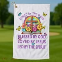 Guided By The Bible Blessed By God Loved By Jesus Christian Golf Towel thumb 1