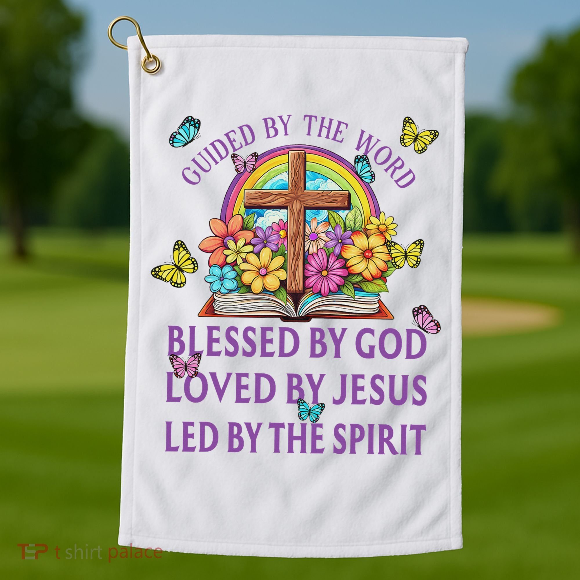 Guided By The Bible Blessed By God Loved By Jesus Christian Golf Towel