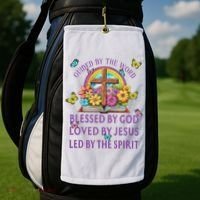 Guided By The Bible Blessed By God Loved By Jesus Christian Golf Towel thumb 2