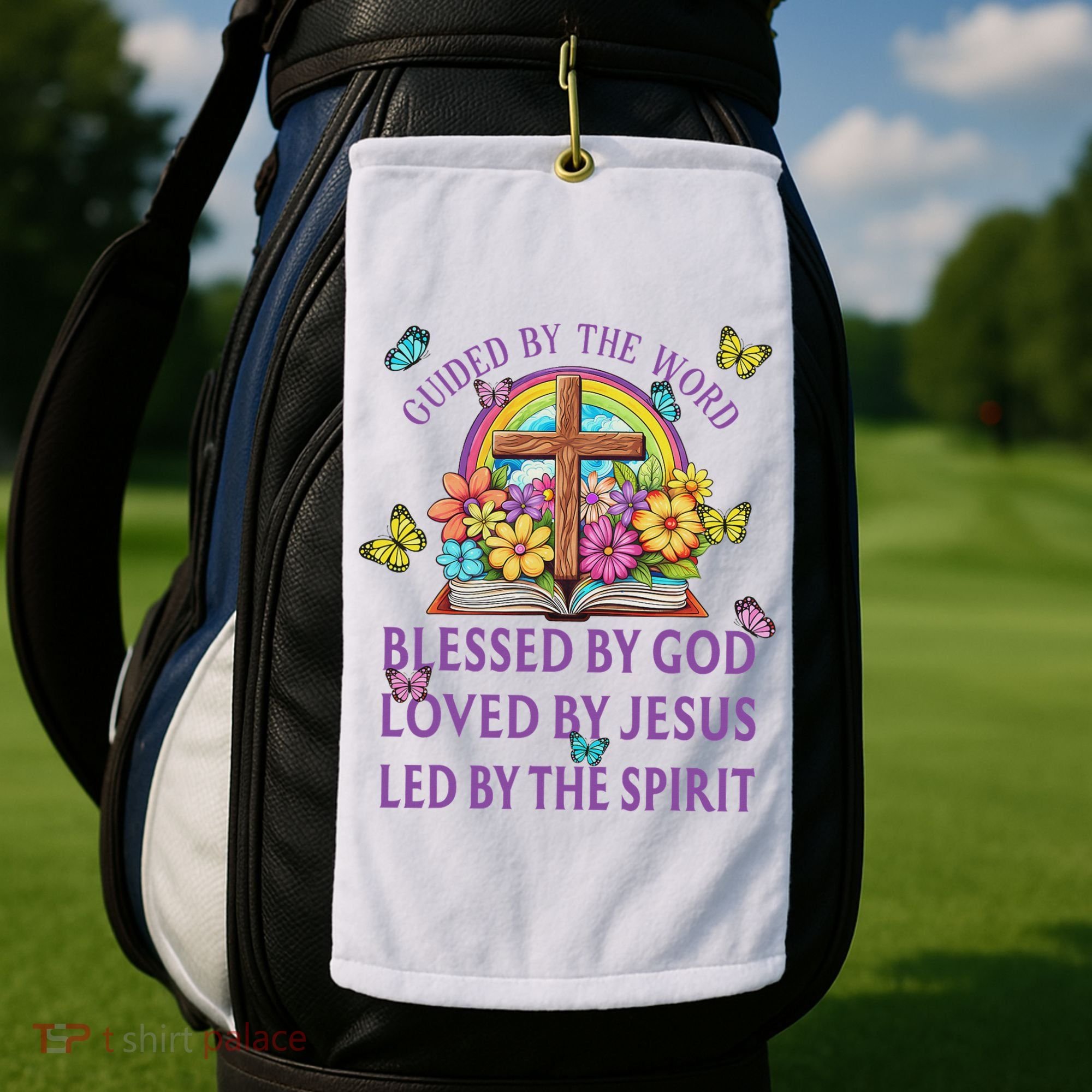 Guided By The Bible Blessed By God Loved By Jesus Christian Golf Towel