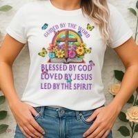 Guided By The Bible Blessed By God Loved By Jesus Christian Women's T-Shirt thumb 2