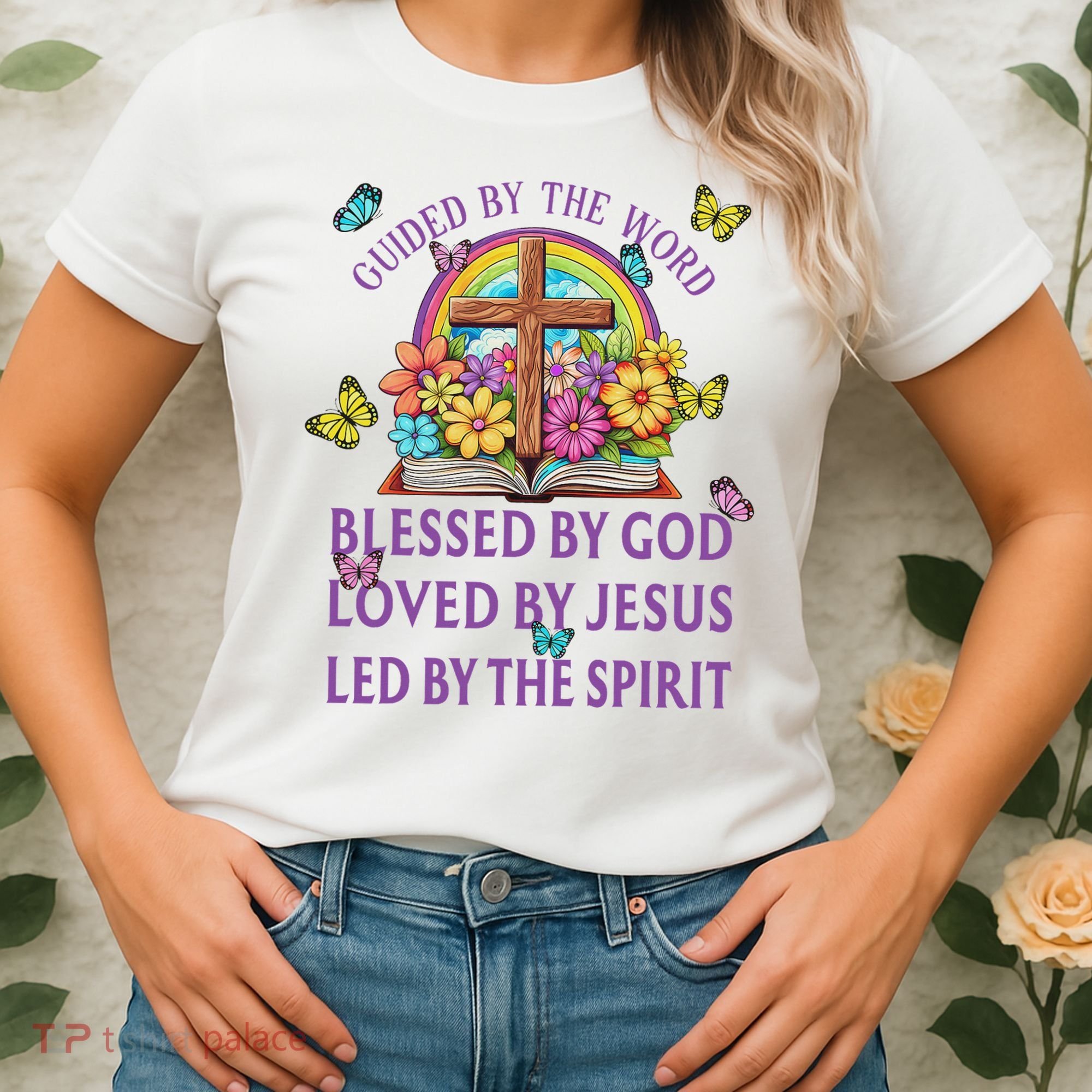 Guided By The Bible Blessed By God Loved By Jesus Christian Women's T-Shirt