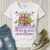 Guided By The Bible Blessed By God Loved By Jesus Christian Women's T-Shirt thumb 3