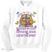 Guided By The Bible Blessed By God Loved By Jesus Christian Kids Sweatshirt thumb 0