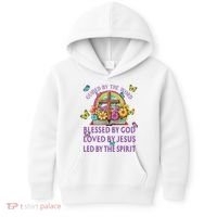 Guided By The Bible Blessed By God Loved By Jesus Christian Kids Hoodie thumb 0