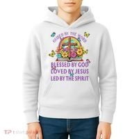 Guided By The Bible Blessed By God Loved By Jesus Christian Kids Hoodie thumb 4