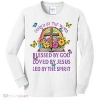 Guided By The Bible Blessed By God Loved By Jesus Christian Kids Long Sleeve Shirt thumb 0