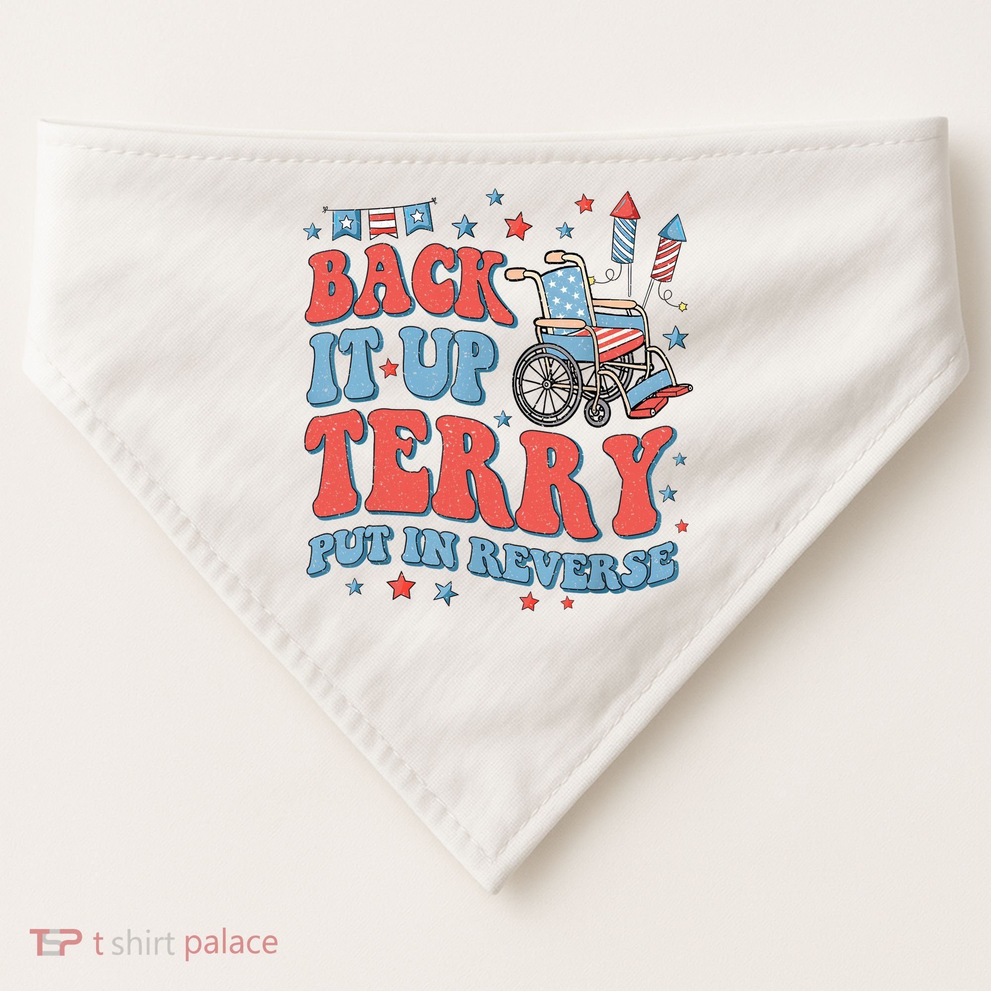 Groovy Back Up Terry Put It In Reverse Firework 4th Of July USA-Made Doggie Bandana