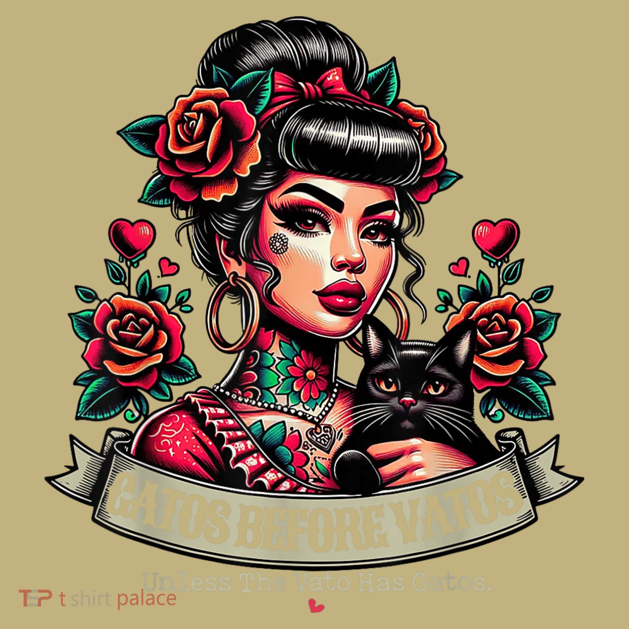Gatos Before Vatos Unless The Vato Has Gatos Chingona Tattoo T-Shirt