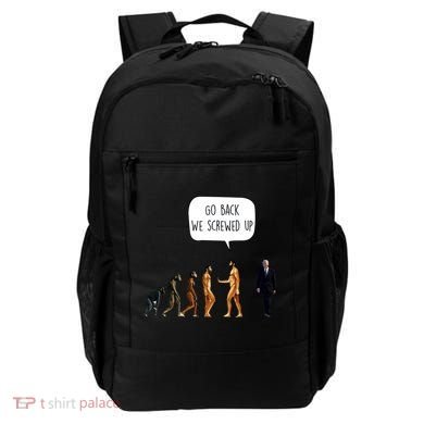 Go Back We Screwed Up Funny Anti Biden Human Evolution Backpack