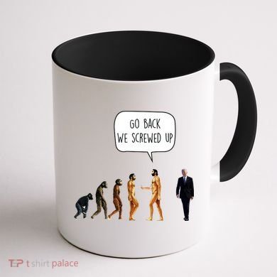 Go Back We Screwed Up Funny Anti Biden Human Evolution Coffee Mug back