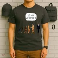 Go Back We Screwed Up Funny Anti Biden Human Evolution T-Shirt thumb 6