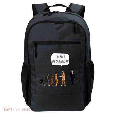 Go Back We Screwed Up Funny Anti Biden Human Evolution Backpack