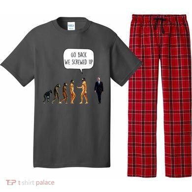 Go Back We Screwed Up Funny Anti Biden Human Evolution Pajama Set