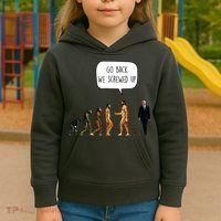Go Back We Screwed Up Funny Anti Biden Human Evolution Kids Hoodie thumb 3