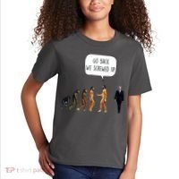 Go Back We Screwed Up Funny Anti Biden Human Evolution Kids T-Shirt thumb 2