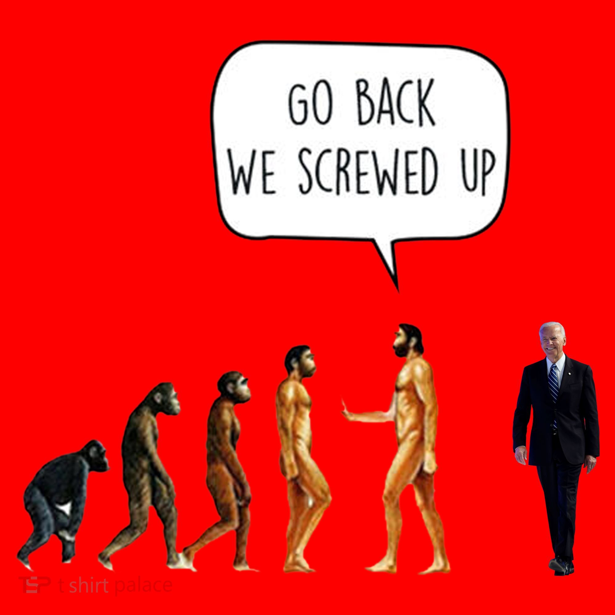 Go Back We Screwed Up Funny Anti Biden Human Evolution Santa Hat