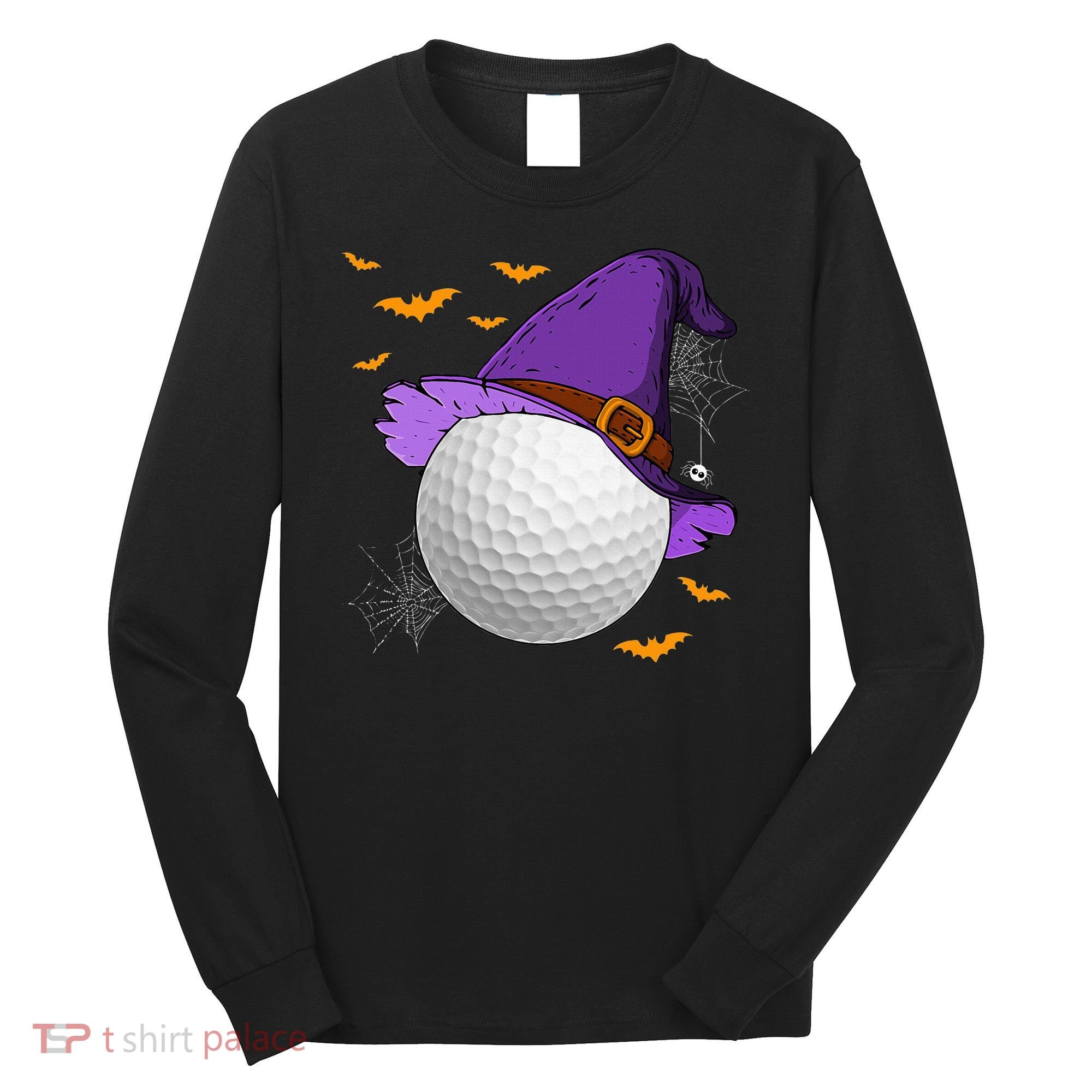 Golf Ball Witch Hat Pumpkin Spooky Halloween Costume Long Sleeve Shirt