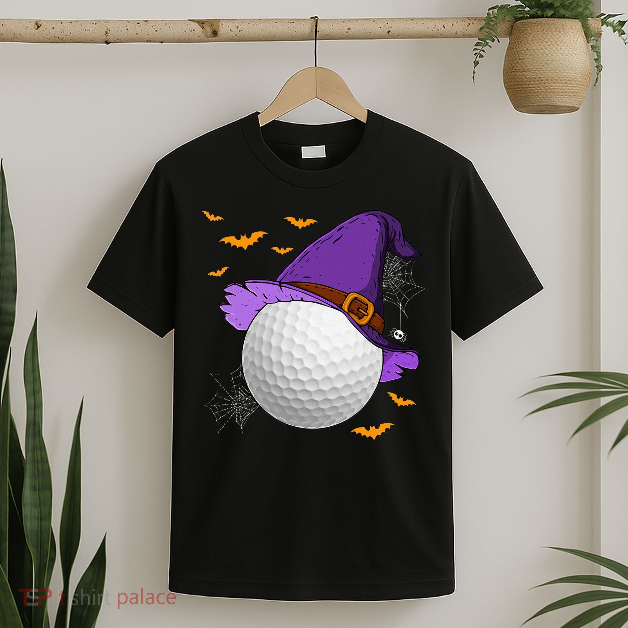 Golf Ball Witch Hat Pumpkin Spooky Halloween Costume T-Shirt