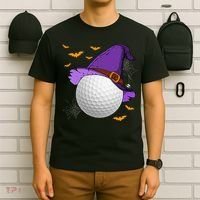 Golf Ball Witch Hat Pumpkin Spooky Halloween Costume T-Shirt thumb 6