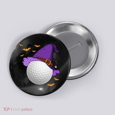 Golf Ball Witch Hat Pumpkin Spooky Halloween Costume Button