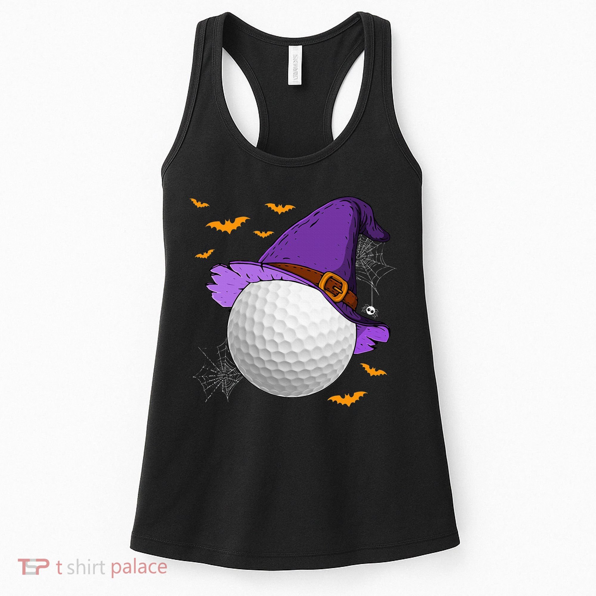 Golf Ball Witch Hat Pumpkin Spooky Halloween Costume Women's Tank Top