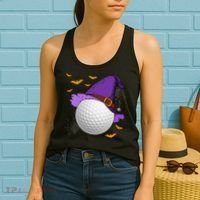 Golf Ball Witch Hat Pumpkin Spooky Halloween Costume Women's Tank Top thumb 2