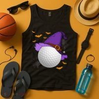 Golf Ball Witch Hat Pumpkin Spooky Halloween Costume Tank Top thumb 4