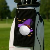 Golf Ball Witch Hat Pumpkin Spooky Halloween Costume Golf Towel thumb 2