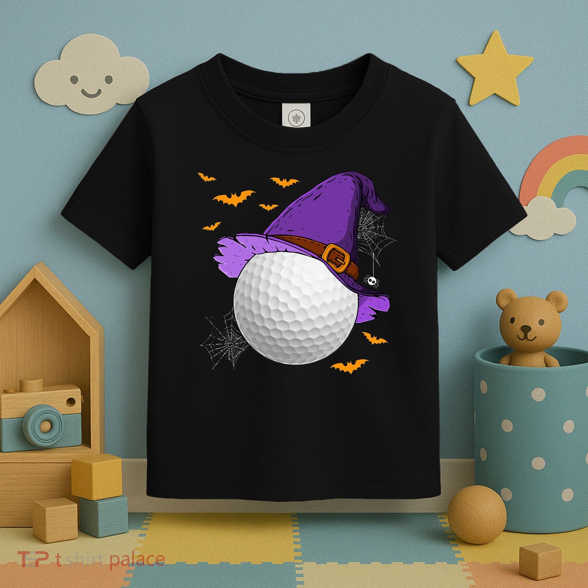 Golf Ball Witch Hat Pumpkin Spooky Halloween Costume Toddler T-Shirt