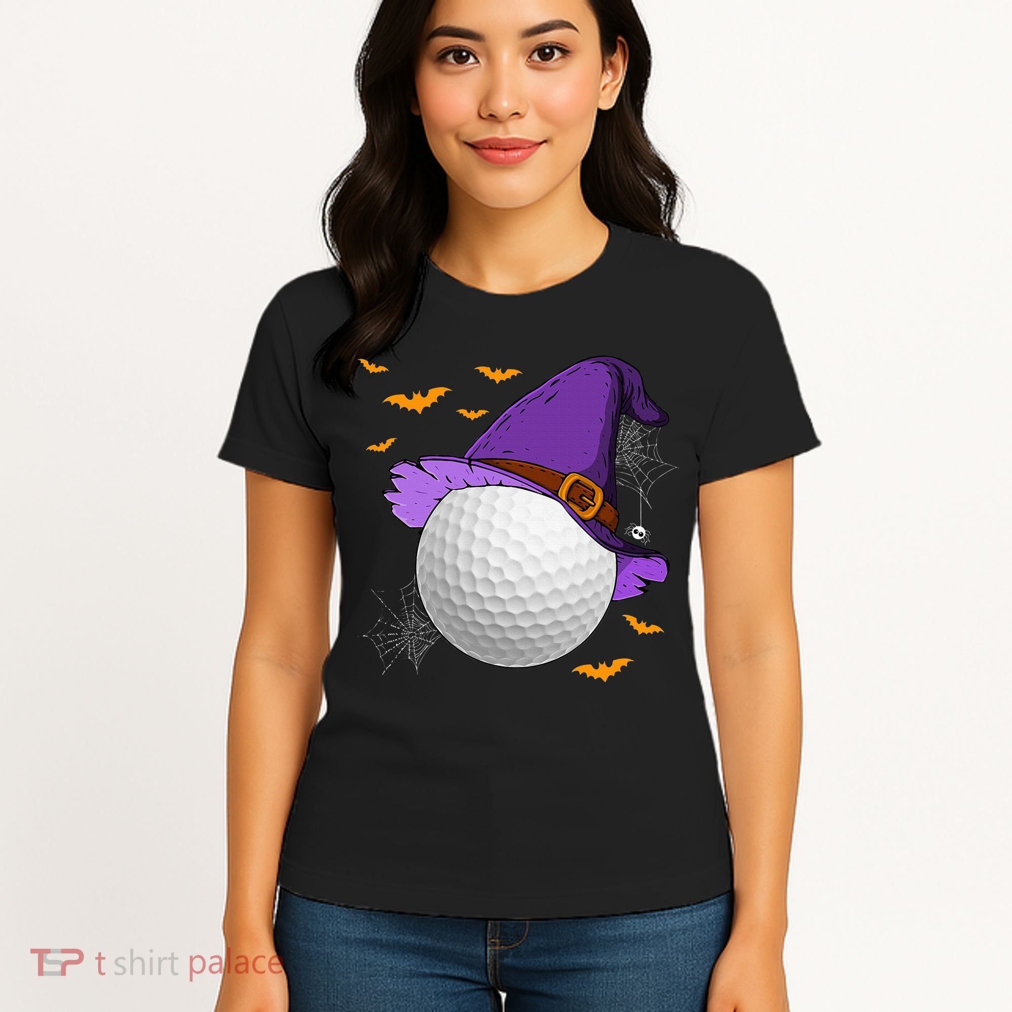 Golf Ball Witch Hat Pumpkin Spooky Halloween Costume Women's T-Shirt