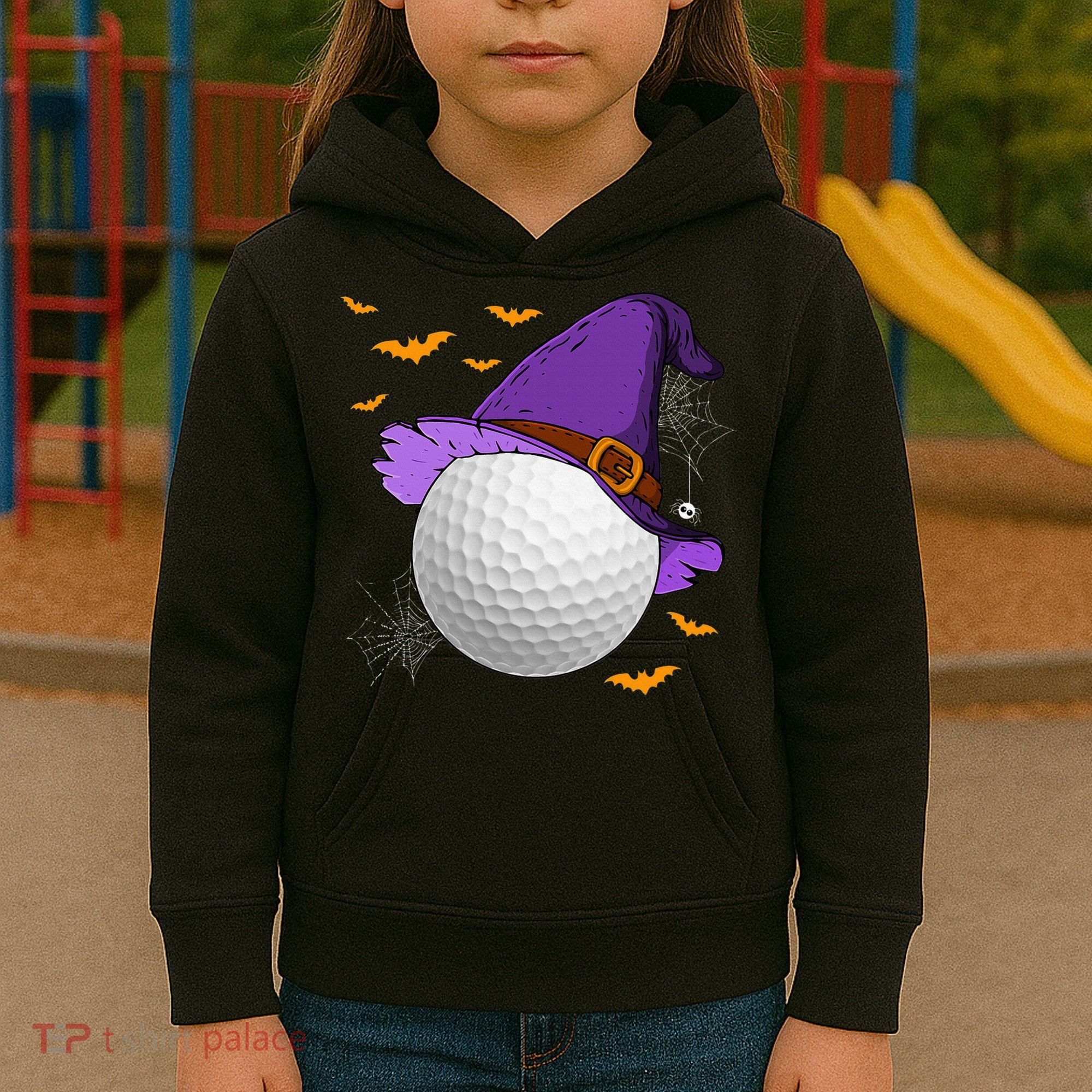 Golf Ball Witch Hat Pumpkin Spooky Halloween Costume Kids Hoodie