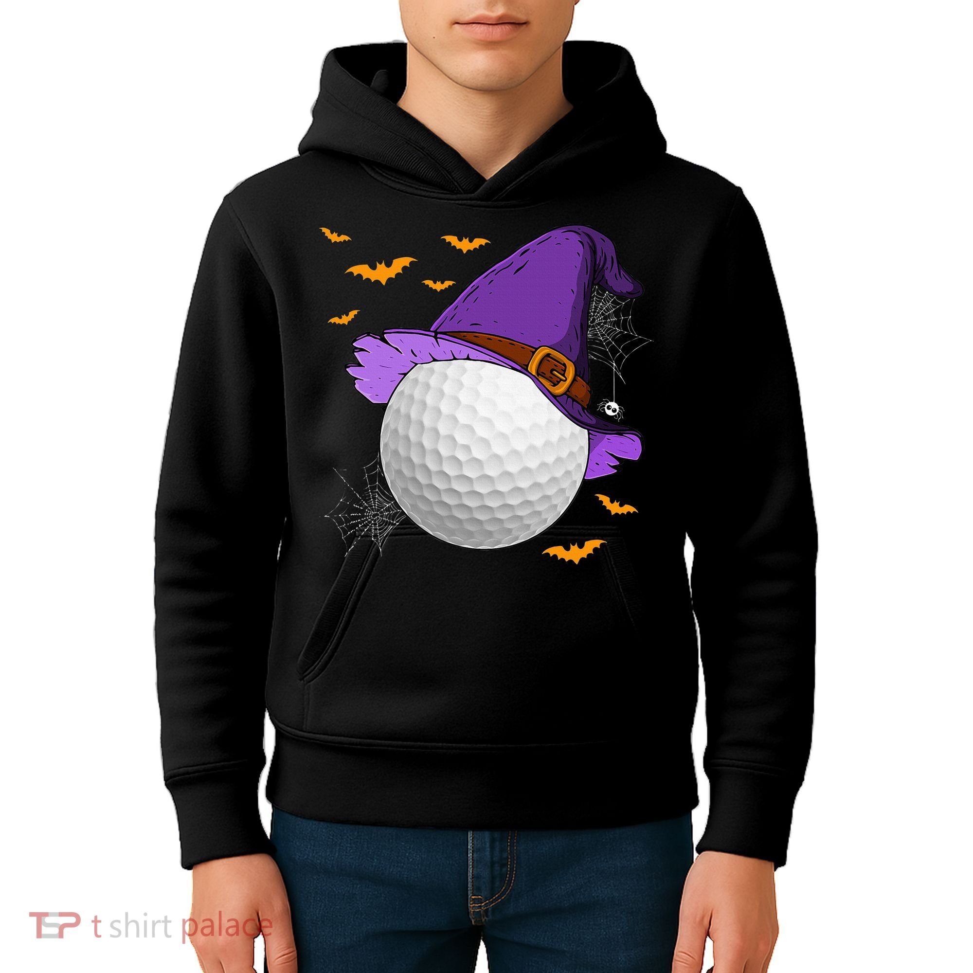 Golf Ball Witch Hat Pumpkin Spooky Halloween Costume Kids Hoodie