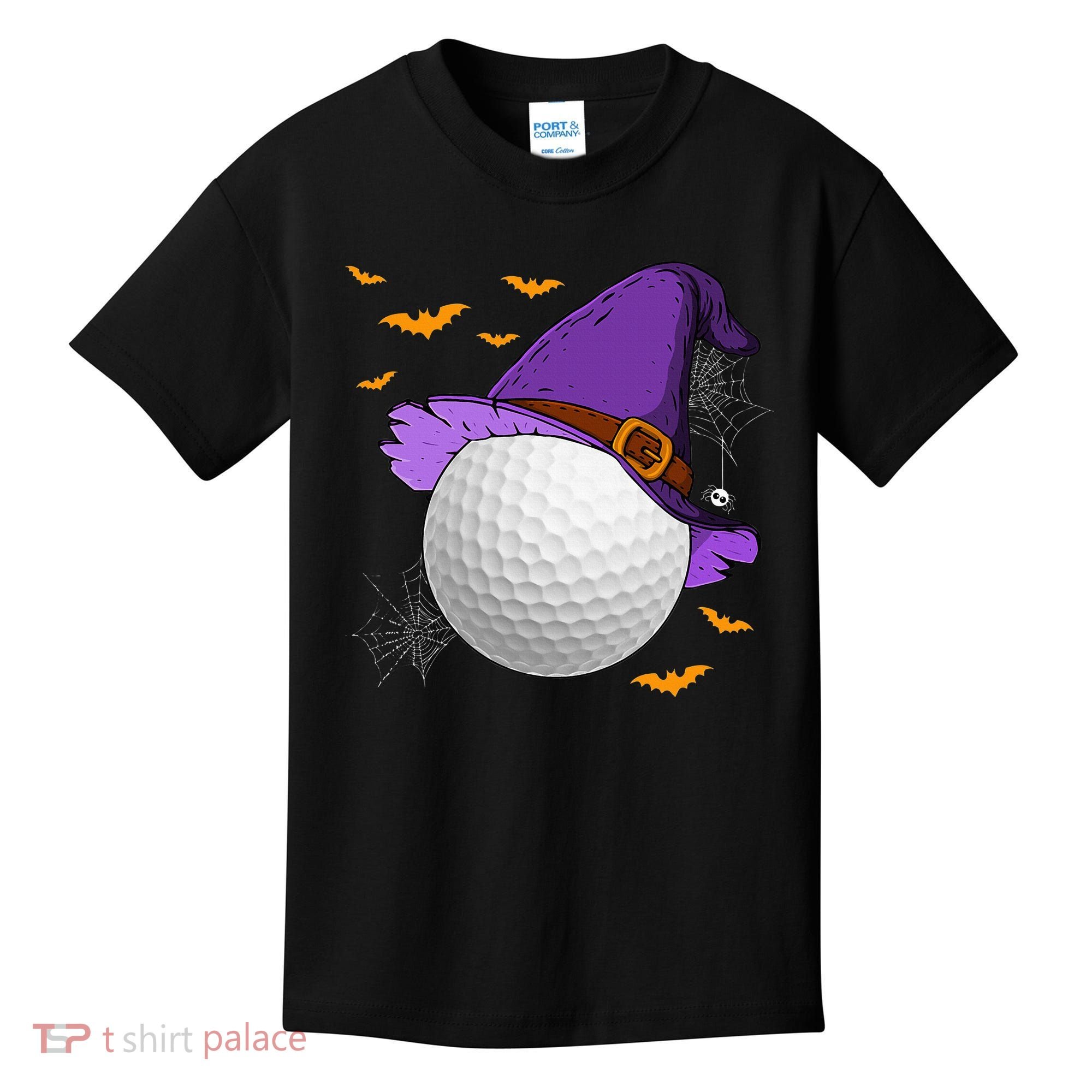 Golf Ball Witch Hat Pumpkin Spooky Halloween Costume Kids T-Shirt