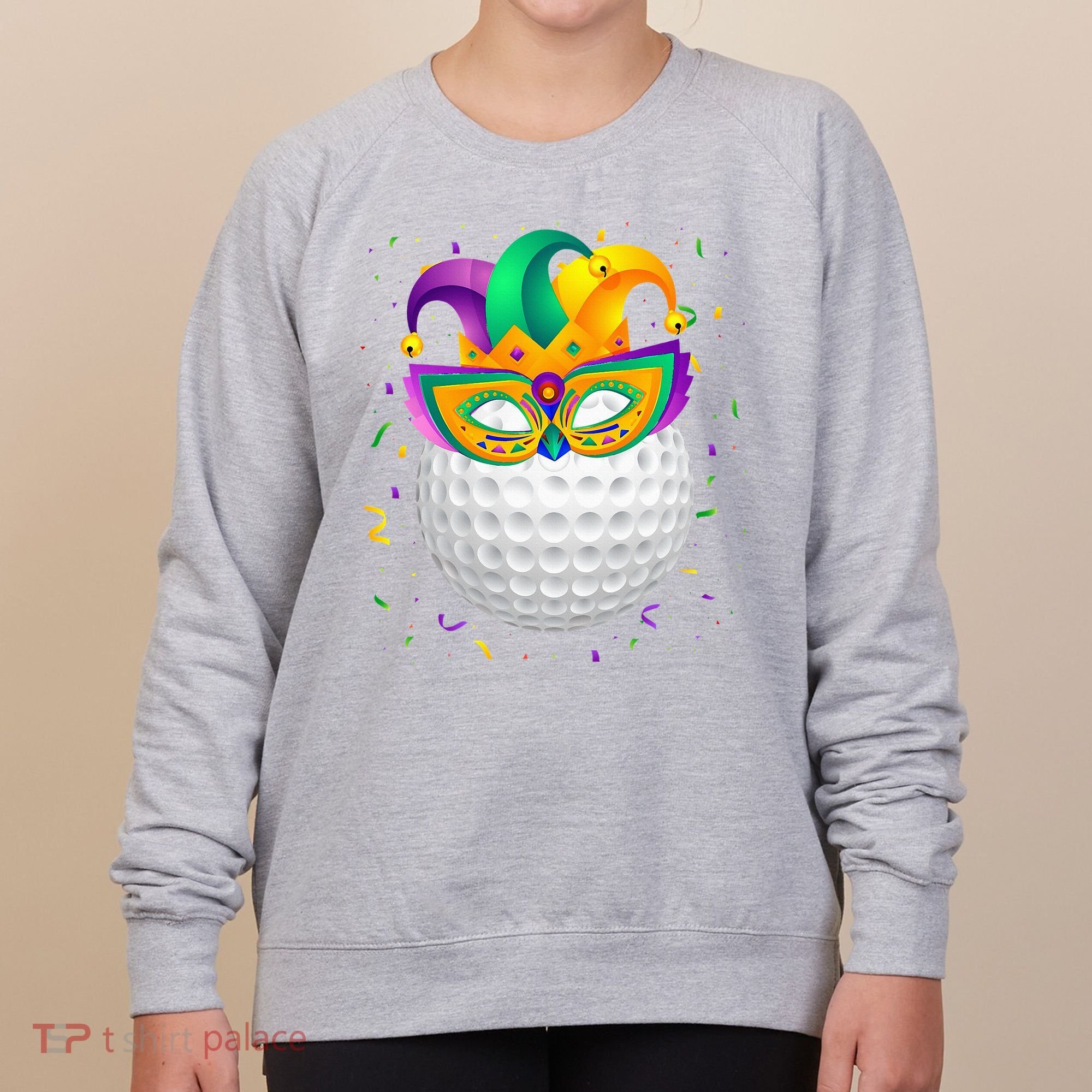 Golf Ball With Jester Hat Mardi Gras Fat Tuesday Parade Women's Sweatshirt