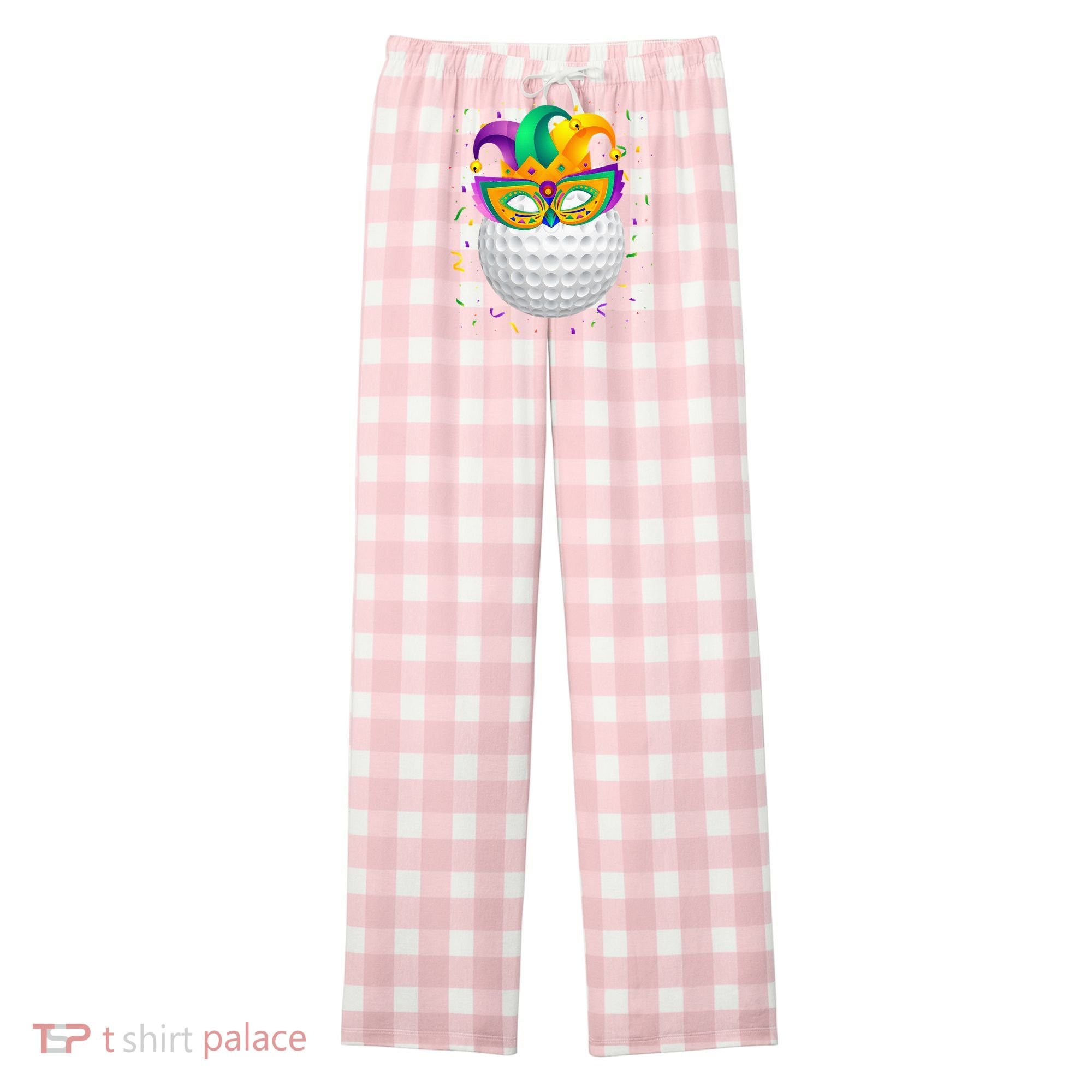 Golf Ball With Jester Hat Mardi Gras Fat Tuesday Parade Women's Flannel Plaid Pajama Pants