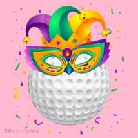 Golf Ball With Jester Hat Mardi Gras Fat Tuesday Parade Coaster thumb 2
