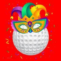 Golf Ball With Jester Hat Mardi Gras Fat Tuesday Parade Santa Hat thumb 1